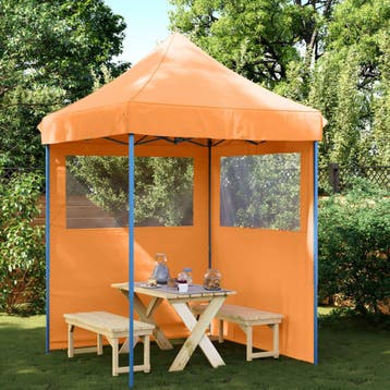 vidaXL Partytent inklapbaar pop-up met 2 zijwanden oranje, Tuin en Terras, Partytenten, Verzenden, Nieuw, Partytent