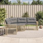 vidaXL Tuinbank met kussens en voetensteun L-vormig poly, Verzenden, Nieuw, Rotan