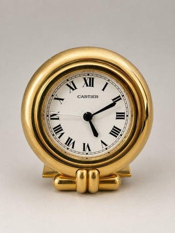Tafelklok - Cartier - Staal, Verguld - 1970-1980, Antiek en Kunst, Antiek | Klokken