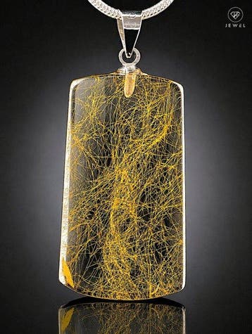 Rutielkwarts kristallen ketting - 925 Sterlingzilver -