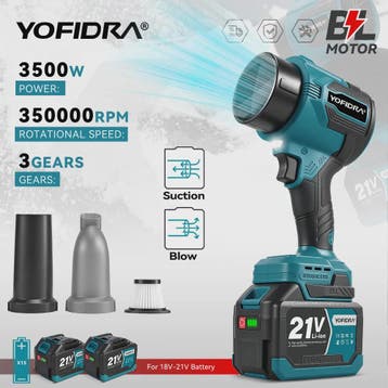 YOFIDRA Krachtige Bladblazer & Zuiger 3500W - 350.000 RPM Bo, Verzenden, Nieuw