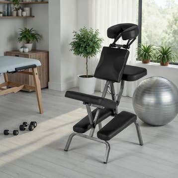Massagestoel van imitatieleer - zwart, Sport en Fitness, Verzenden, Nieuw