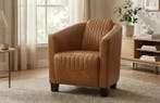 Cognac leren fauteuil, Huis en Inrichting, Fauteuils, Ophalen of Verzenden, Nieuw, Leer