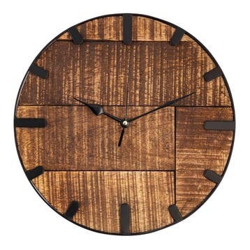 Klok hout ø 30 cm wandklok 2e keus woonkamerklok modern rond, Verzenden, Nieuw