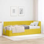 vidaXL Hoekbedframe met Matras met hoofdeinde 2 pcs Geel, Verzenden, Nieuw, Stof