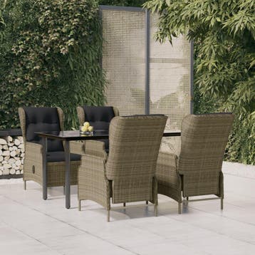 vidaXL 5-delige Tuinset poly rattan bruin, Verzenden, Nieuw, 4 zitplaatsen, Tuinset