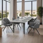 Fluwelen draaistoel Lucia, gestoffeerd - antraciet, Set van, Huis en Inrichting, Stoelen, Verzenden, Nieuw