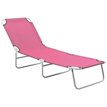 vidaXL Ligbed inklapbaar staal en stof roze, Verzenden, Nieuw