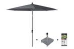Platinum Riva stokparasol 3 m. rond - Antraciet met voet en, Tuin en Terras, Tuinsets en Loungesets, Verzenden, Nieuw, Overige materialen