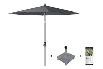 Platinum Riva stokparasol 3 m. rond - Antraciet met voet en, Verzenden, Nieuw, Overige materialen
