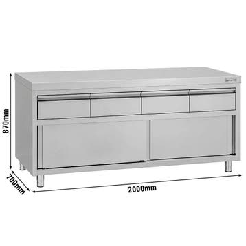 GGM Gastro | RVS Werkkast ECO - 2000 x 700 mm - met 4 lades, Zakelijke goederen, Verzenden, Nieuw in verpakking, Meubilair