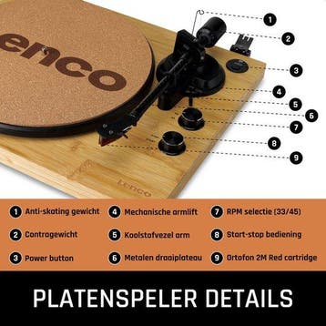 Platenspeler met Bluetooth - Ortofon 2M Red Cartridge - Duur, Verzenden, Nieuw