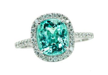 Ring - 14 karaat Witgoud, Pastel blauwgroen (zonder olie) -, Nieuw