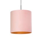 Hanglamp met velours kap roze met goud 40 cm - Combi, Huis en Inrichting, Lampen | Hanglampen, Verzenden, Nieuw, Stof, Country-rustic