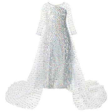Prinsessenjurk - Witte Elsa jurk met sleep, Kinderen en Baby's, Ophalen of Verzenden, Nieuw