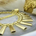 Gouden Cleopatra collier. (Ketting), Sieraden, Tassen en Uiterlijk, Kettingen, Ophalen of Verzenden, Gebruikt, Overige kleuren