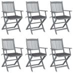 vidaXL Tuinstoelen 6 st inklapbaar met kussens massief, Verzenden, Nieuw, Hout