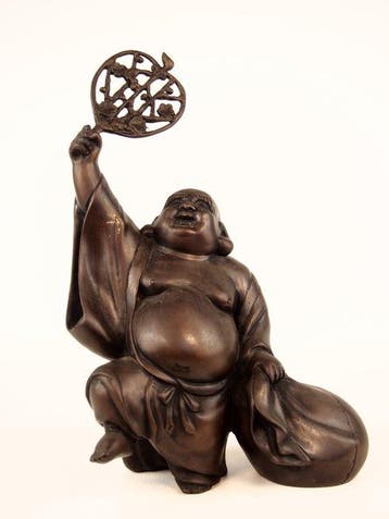 Hotei  Een van de Zeven Geluksgoden - Brons - Jun  -, Antiek en Kunst