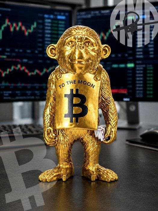AMA • Pope (1985) - Bitcoin To The Moon Chimp - Bitcoin &, Antiek en Kunst, Kunst | Designobjecten