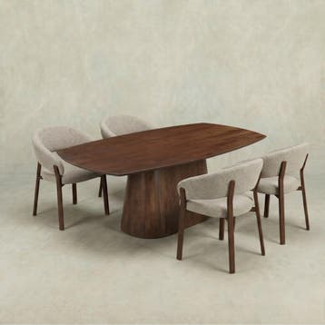 Mangohouten Eettafel Mick Deens ovaal bruin 180×90 cm, Verzenden, Nieuw, Industriële meubels, Ovaal