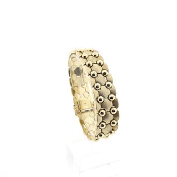 Vintage gouden brede schakelarmband, Ophalen of Verzenden, Gebruikt, Goud, Goud