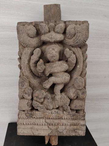 Oud paneel van een ceremoniële koets - Hout - India - 19e
