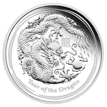 Lunar II - Year of the Dragon - 1 kg 2012 (57.348 oplage), Verzenden, Losse munt, Zilver