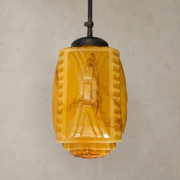 Vintage Design - Plafondlamp - Messing - Art Deco hanglamp, Antiek en Kunst