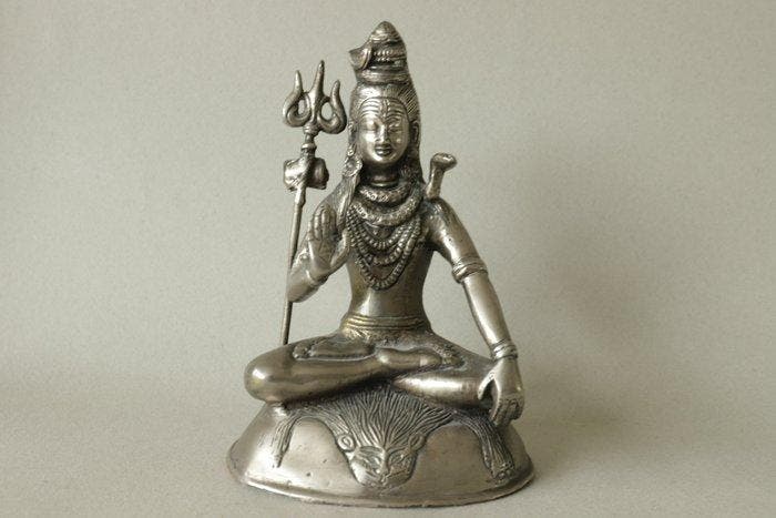 Beeld, Shiva - 20 cm - Messing, Antiek en Kunst, Kunst | Niet-Westerse kunst