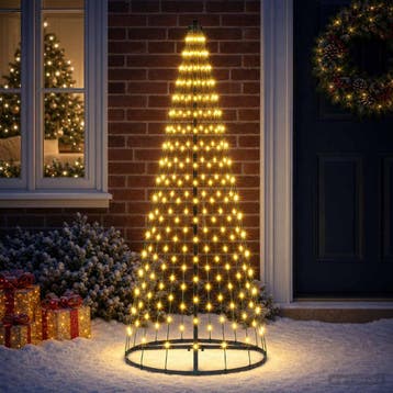 vidaXL LED Kerstboom 165 cm 270 LEDs Warmwit IJzer Zwart, Diversen, Verzenden, Nieuw