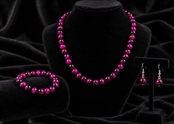 Elegante Roze Tijgeroog Sieraden Set – Ketting, Armband &