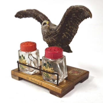 Vintage Tirol souvenir peper-en-zoutset met vogel, St. Anton, Verzamelen, Verzenden, Gebruikt