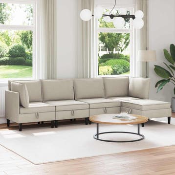 vidaXL Woonkamer Meubelset 5 st Havermout Stof, Verzenden, Nieuw, Stof, Minder dan 150 cm