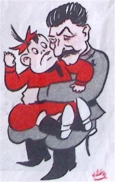 Op schoot bij Stalin (lijst optie, Lithos), Antiek en Kunst, Kunst | Litho's en Zeefdrukken, Verzenden