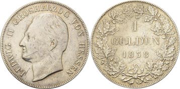 1 Gulden 1838, Hessen-darmstadt Ludwig Ii 1830-1848, Verzenden