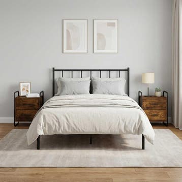 vidaXL Hangend nachtkastje 2 st Gerookt eiken 40 x 30 x 50, Minder dan 45 cm, Verzenden, Nieuw, Minder dan 55 cm