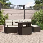 vidaXL Tuin Sofa Set met kussen 6 pcs Bruin en crème, Tuin en Terras, Tuinsets en Loungesets, Verzenden, Nieuw, Rotan