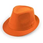 Oranje hoedje trilby model voor volwassenen - Gangsterhoeden, Ophalen of Verzenden, Nieuw