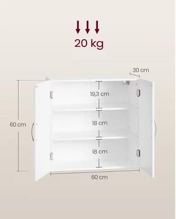 Wandgemonteerde Badkamerkast met Verstelbare Planken 18x60x6, Verzenden, Nieuw