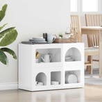 vidaXL Dressoir Hoogglans wit 80,5 x 35 x 59 cm Bewerkt hout, Verzenden, Nieuw, Overige houtsoorten, Minder dan 50 cm