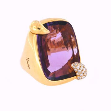 Pomellato - Ring - 18 karaat Geel goud Amethist - Diamant -, Nieuw