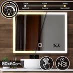 Badkamerspiegel met verlichting - Wandspiegel - 80x60 cm - J, Huis en Inrichting, Woonaccessoires | Spiegels, Verzenden, Zo goed als nieuw