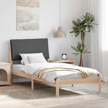 vidaXL Bedframe Bruin en donkergrijs 100 x 200 cm Massief, Eenpersoons, Bruin, Verzenden, Nieuw