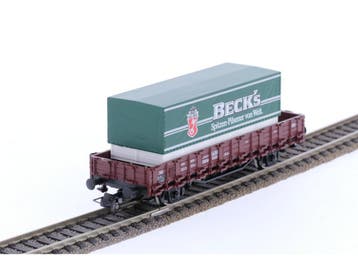 Schaal H0 Roco 46031 rongenwagen met Becks container van..., Gebruikt, Gelijkstroom, Overige typen, Ophalen of Verzenden