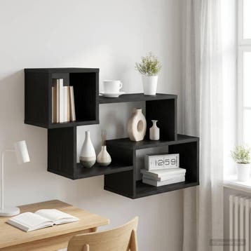 vidaXL Drijvende plank Muurmontage Zwart eiken 87 x 20 x 55, Verzenden, Nieuw