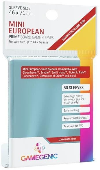 Sleeves Prime Mini European-Sized 46x71mm (50 stuks) |, Verzenden, Nieuw