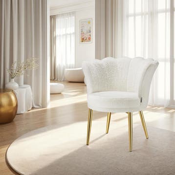 Fauteuil Stella, dikke vulling, 67x64x76cm - Imitatiebond cr, Huis en Inrichting, Stoelen, Verzenden, Nieuw