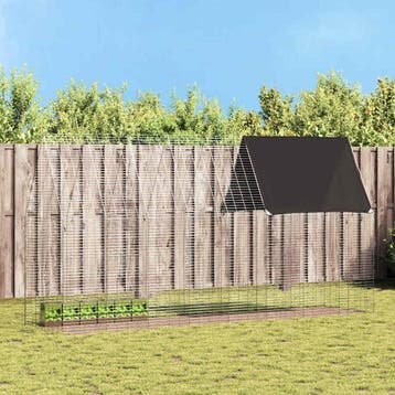vidaXL Konijnenkooi Zilver 400 x 100 x 210 cm Gegalvaniseerd, Dieren en Toebehoren, Knaagdieren en Konijnen | Hokken en Kooien