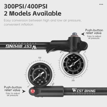 WEST BIKING Hoge Druk Fiets Pomp 300/400PSI met Manometer -, Verzenden, Nieuw