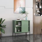 [en.casa] Metalen kast Eidsvoll 85x80x45 cm groen en zwart, Huis en Inrichting, Kasten | Dressoirs, Verzenden, Nieuw